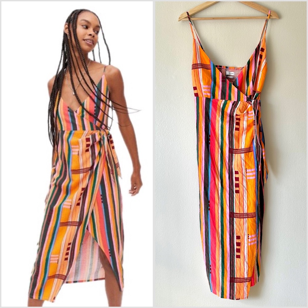 nwt uo flashing lights midi wrap dress xs